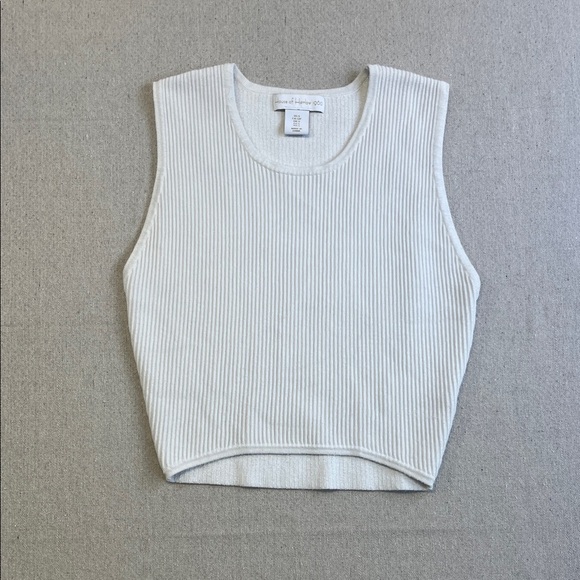 House of Harlow 1960 Tops - House of Harlow 1960 Cream Ribbed Cropped Tank